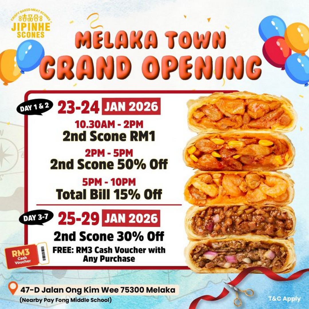 Jipinhe-Scones-Melaka-Town-Grand-Opening 23-29 January 2026: Jipinhe Scones Melaka Town Grand Opening: 2nd Scone RM1 Deal and Exclusive Discounts for Pastry Lovers