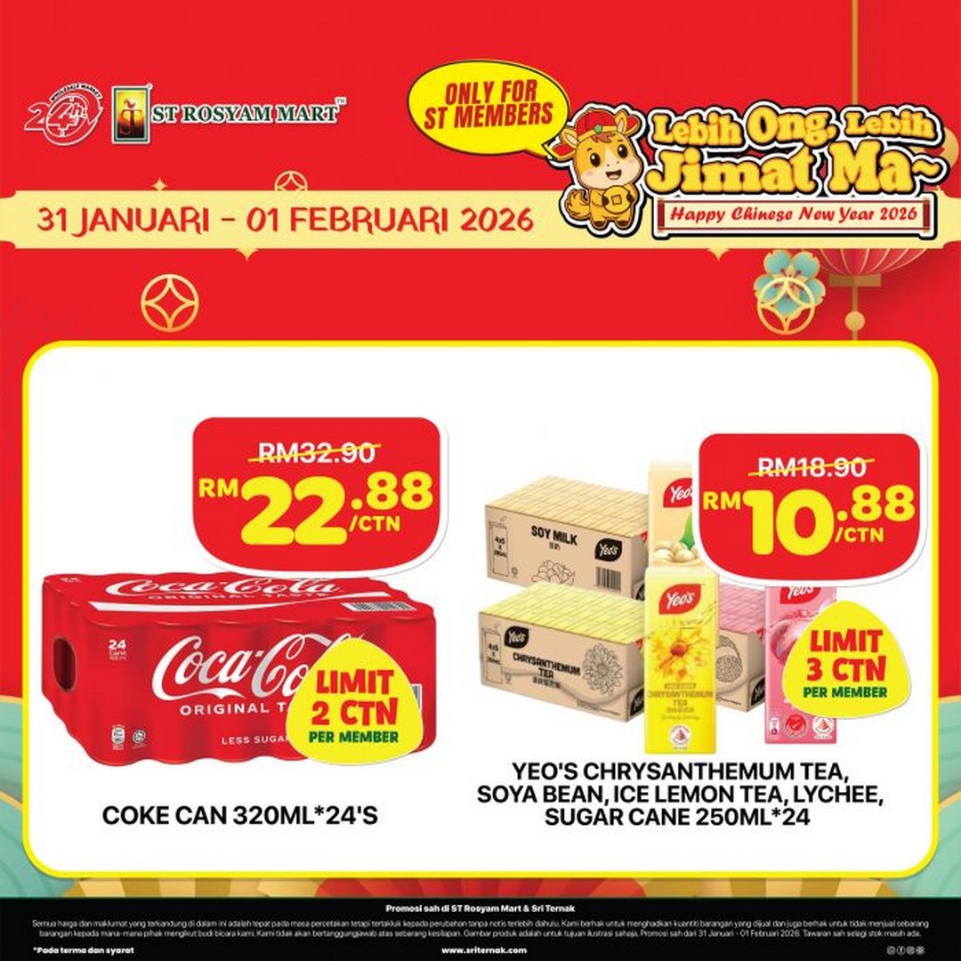 ST-Rosyam-Mart-Chinese-New-Year-Member-Promotion-1 30 January–1 February 2026: ST Rosyam Mart: Chinese New Year Member Promotion: Drinks & Groceries Deals