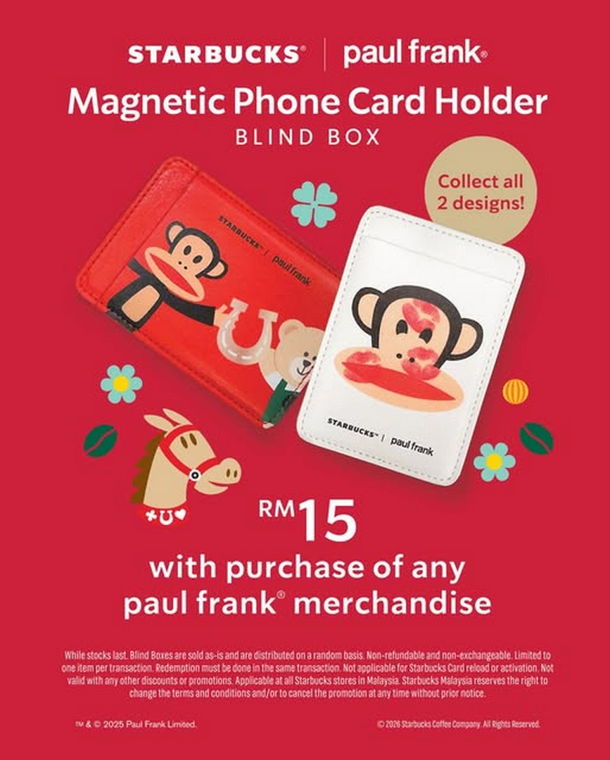 Starbucks-Malaysia-Paul-Frank-Magnetic-Phone-Card-Holder 21 January 2026 onwards: Starbucks Malaysia: Paul Frank Magnetic Phone Card Holder Blind Box Promotion with Any Merchandise Purchase, Limited Collectible Deal