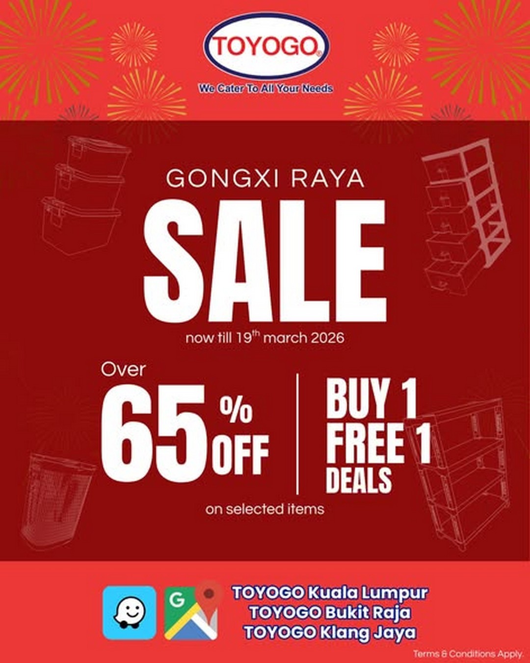 Toyogo-Malaysia-Gongxi-Raya-Sale Now till 19 March 2026: Toyogo Malaysia: Gongxi Raya Sale: Buy 1 Free 1 Promotion for Home Organization