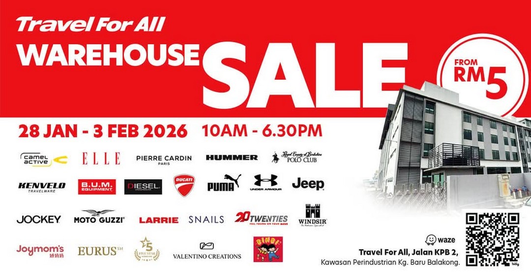 Travel-For-All-CNY-Warehouse-Sale 28 January-3 February 2026: Travel For All CNY Warehouse Sale: Huge Discounts Across Fashion, Sports, Home & Living