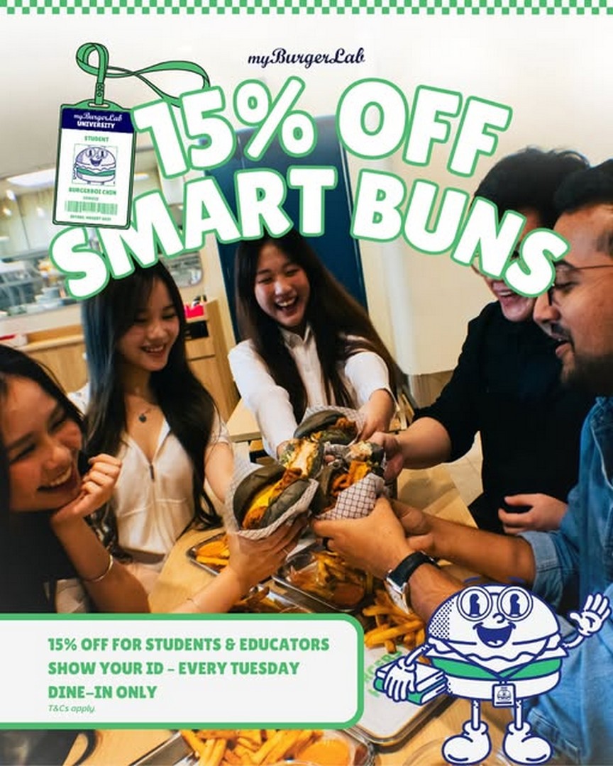myBurgerLab-Student-Educator-Tuesday-Special 6 January 2026 onwards: myBurgerLab: Student & Educator Tuesday Special: Promotion for 15% Off Lab Burgers