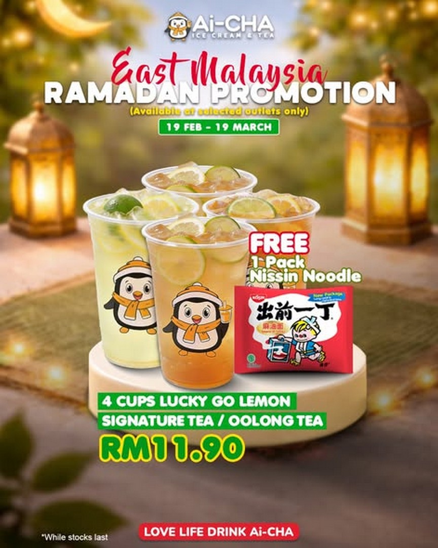 Ai-CHA-Malaysia-Buka-Puasa-Special-Promotion-1 19 February–19 March 2026: Ai-CHA Malaysia Buka Puasa Special Promotion in East Malaysia – Lucky Go Lemon Combo or Sund Ai from RM9.90 with FREE Nissin Noodle