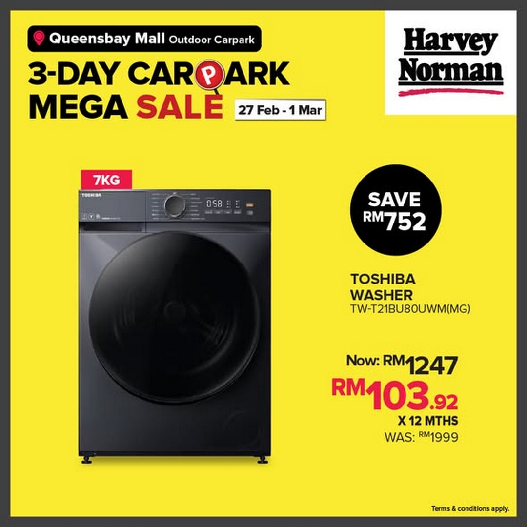 Harvey-Norman-Malaysia-3-Day-Carpark-Mega-Sale-at-Queensbay-Mall-1 27 February–1 March 2026: Harvey Norman Malaysia 3-Day Carpark Mega Sale at Queensbay Mall – Up to 80% Off Electrical, IT, Furniture & Bedding