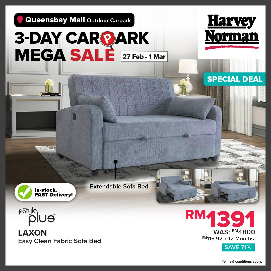 Harvey-Norman-Malaysia-3-Day-Carpark-Mega-Sale-at-Queensbay-Mall-10 27 February–1 March 2026: Harvey Norman Malaysia 3-Day Carpark Mega Sale at Queensbay Mall – Up to 80% Off Electrical, IT, Furniture & Bedding