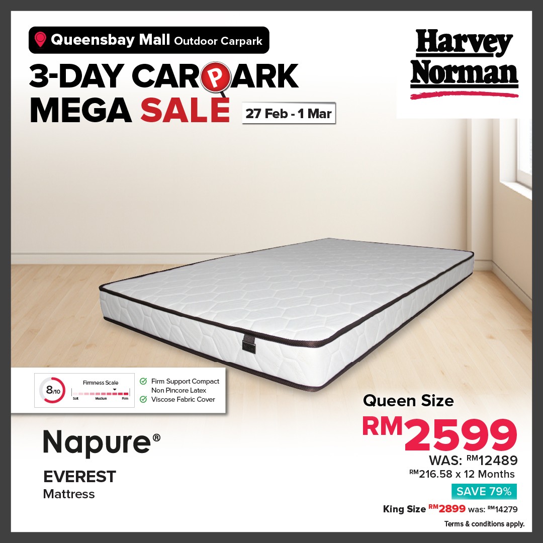 Harvey-Norman-Malaysia-3-Day-Carpark-Mega-Sale-at-Queensbay-Mall-12 27 February–1 March 2026: Harvey Norman Malaysia 3-Day Carpark Mega Sale at Queensbay Mall – Up to 80% Off Electrical, IT, Furniture & Bedding