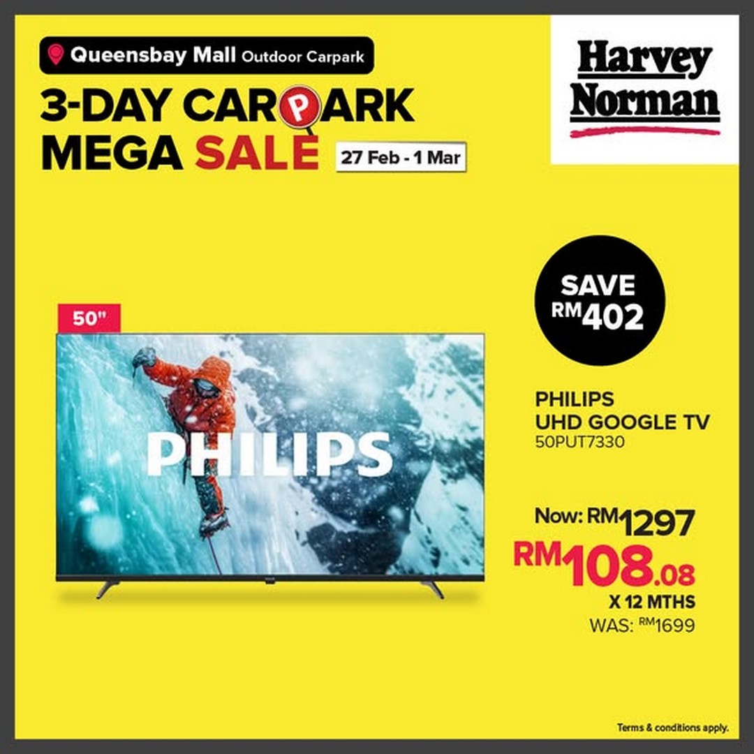 Harvey-Norman-Malaysia-3-Day-Carpark-Mega-Sale-at-Queensbay-Mall-2 27 February–1 March 2026: Harvey Norman Malaysia 3-Day Carpark Mega Sale at Queensbay Mall – Up to 80% Off Electrical, IT, Furniture & Bedding