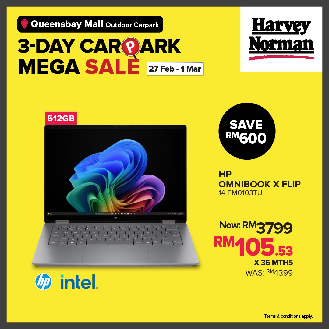 Harvey-Norman-Malaysia-3-Day-Carpark-Mega-Sale-at-Queensbay-Mall-5 27 February–1 March 2026: Harvey Norman Malaysia 3-Day Carpark Mega Sale at Queensbay Mall – Up to 80% Off Electrical, IT, Furniture & Bedding