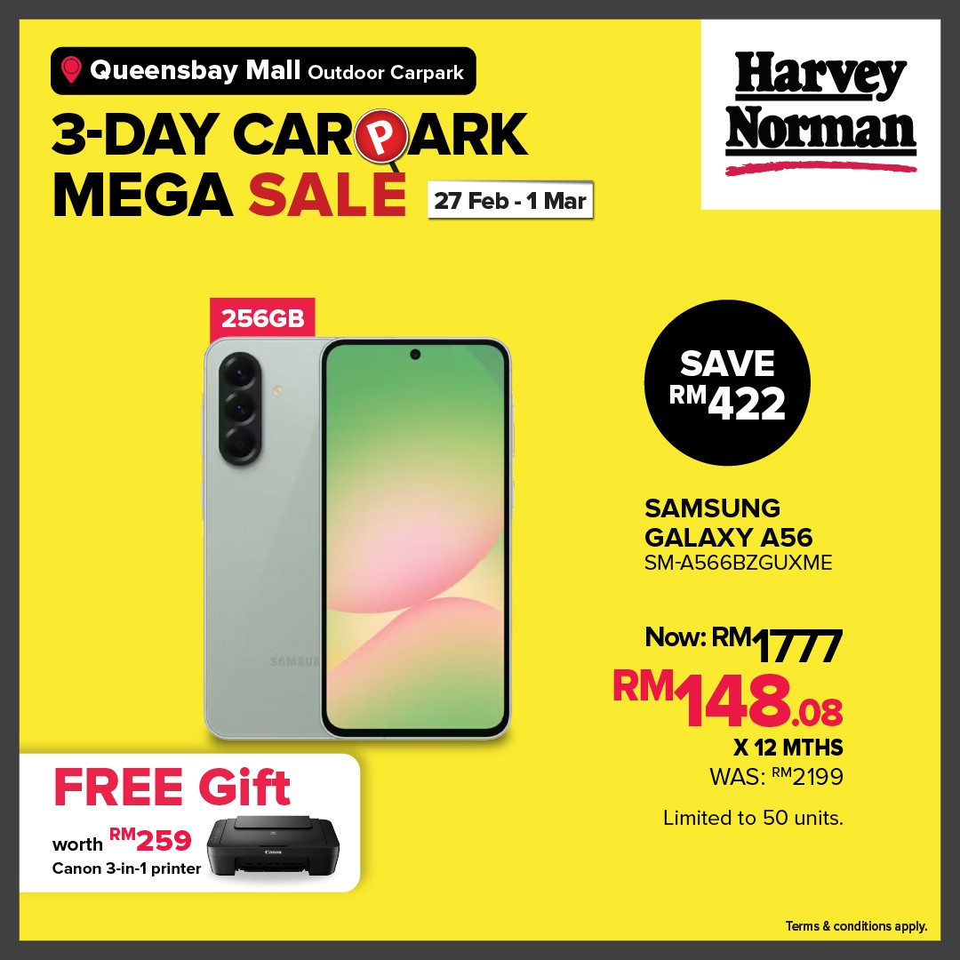 Harvey-Norman-Malaysia-3-Day-Carpark-Mega-Sale-at-Queensbay-Mall-7 27 February–1 March 2026: Harvey Norman Malaysia 3-Day Carpark Mega Sale at Queensbay Mall – Up to 80% Off Electrical, IT, Furniture & Bedding