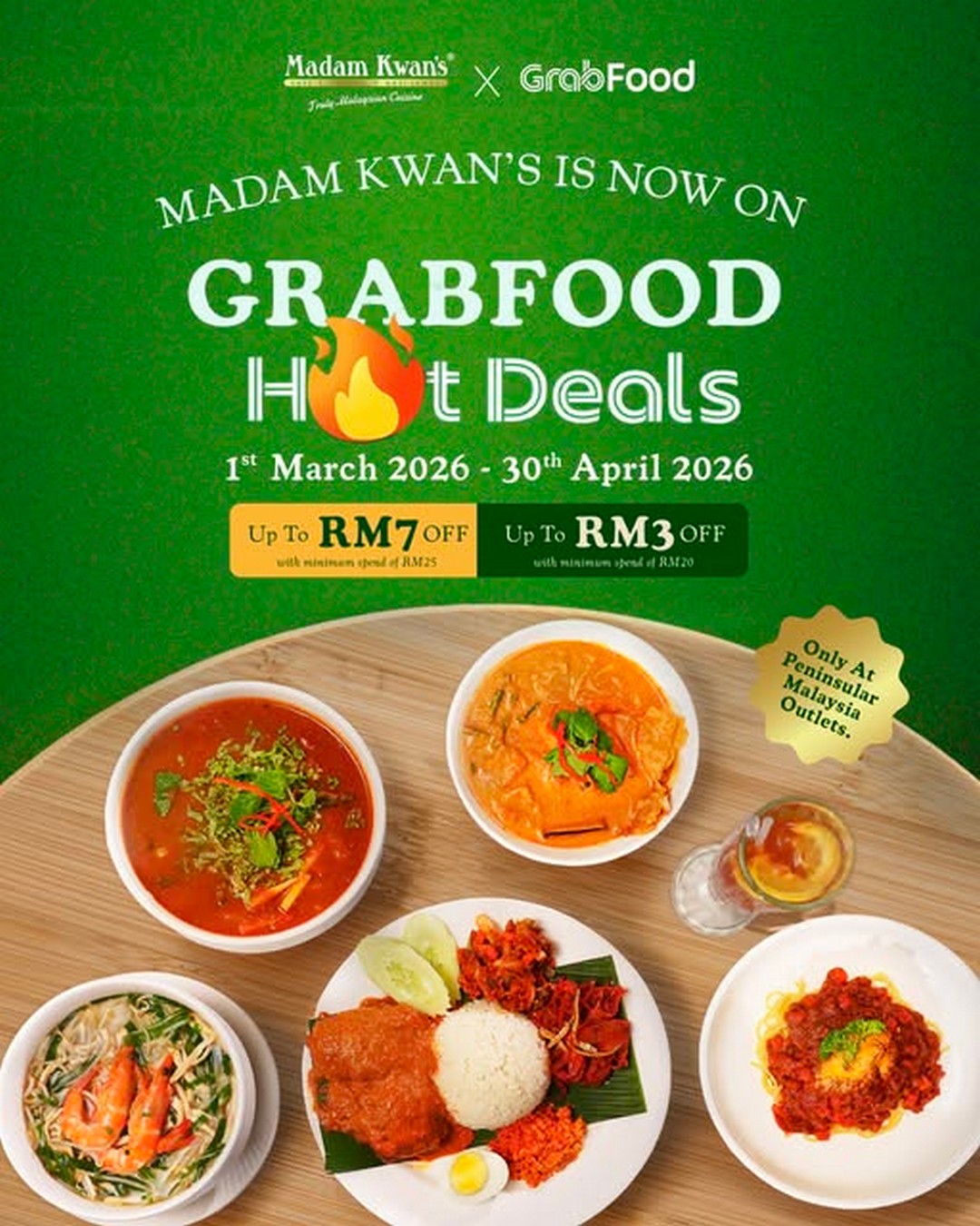 Madam-Kwans-Hot-Deals-on-GrabFood-Delivery 1 March-30 April 2026: Madam Kwan’s: Hot Deals on GrabFood Delivery: Promotion on Favourite Malaysian Dishes
