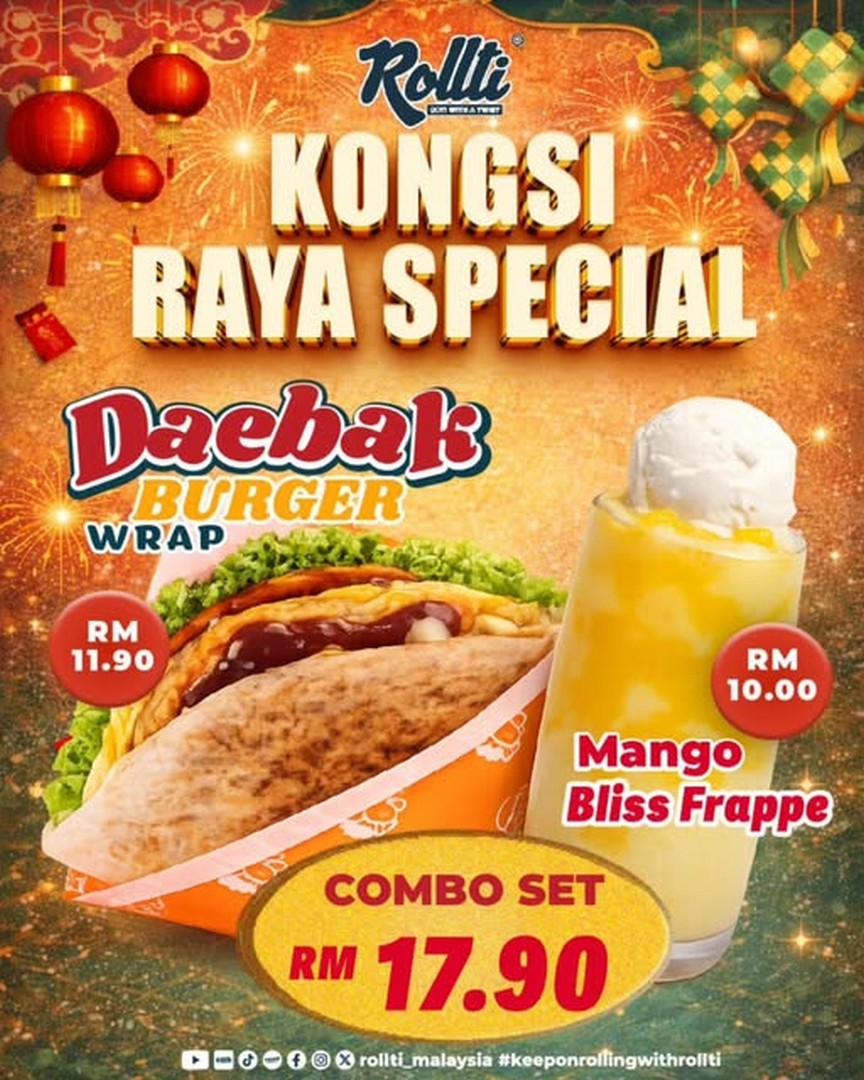 Rollti-Malaysia-Daebak-Burger-Wrap-Mango-Bliss-Frappe-Promotion 18 February 2026 onwards: Rollti Malaysia: Daebak Burger Wrap + Mango Bliss Frappe Promotion – Grab This RM17.90 Combo Deal