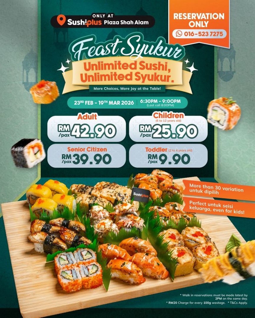 Sushi-Plus-Ramadan-Unlimited-Sushi-Buffet-From-RM9.90 23 February-19 March 2026: Sushi Plus: Ramadan Unlimited Sushi Buffet From RM9.90