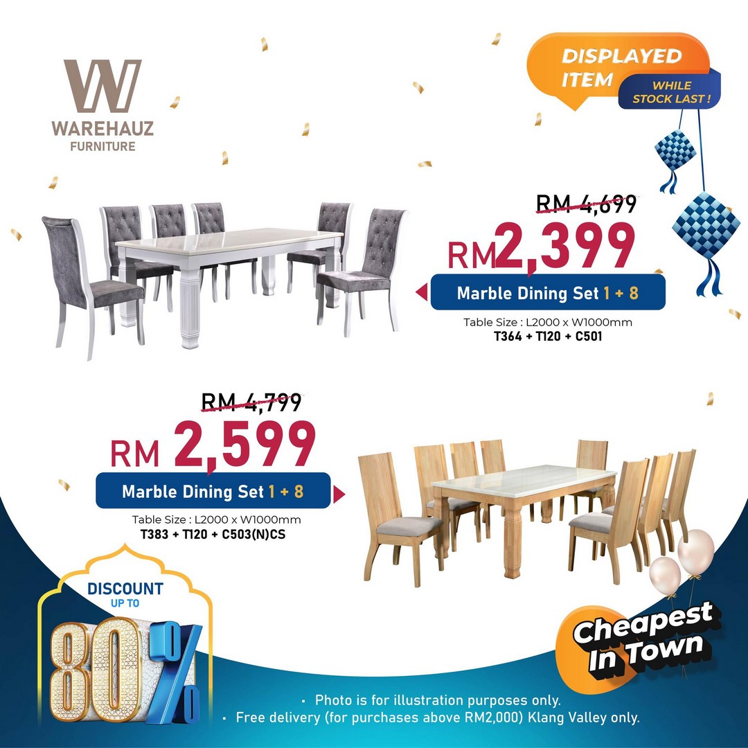 Warehauz-Furniture-Ramadan-Warehouse-Sale-11 27 February–1 March 2026: Warehauz Furniture Ramadan Warehouse Sale in Beranang Selangor – Up to 80% Off Marble Dining Tables, Sofas, Mattresses and More with Free Delivery