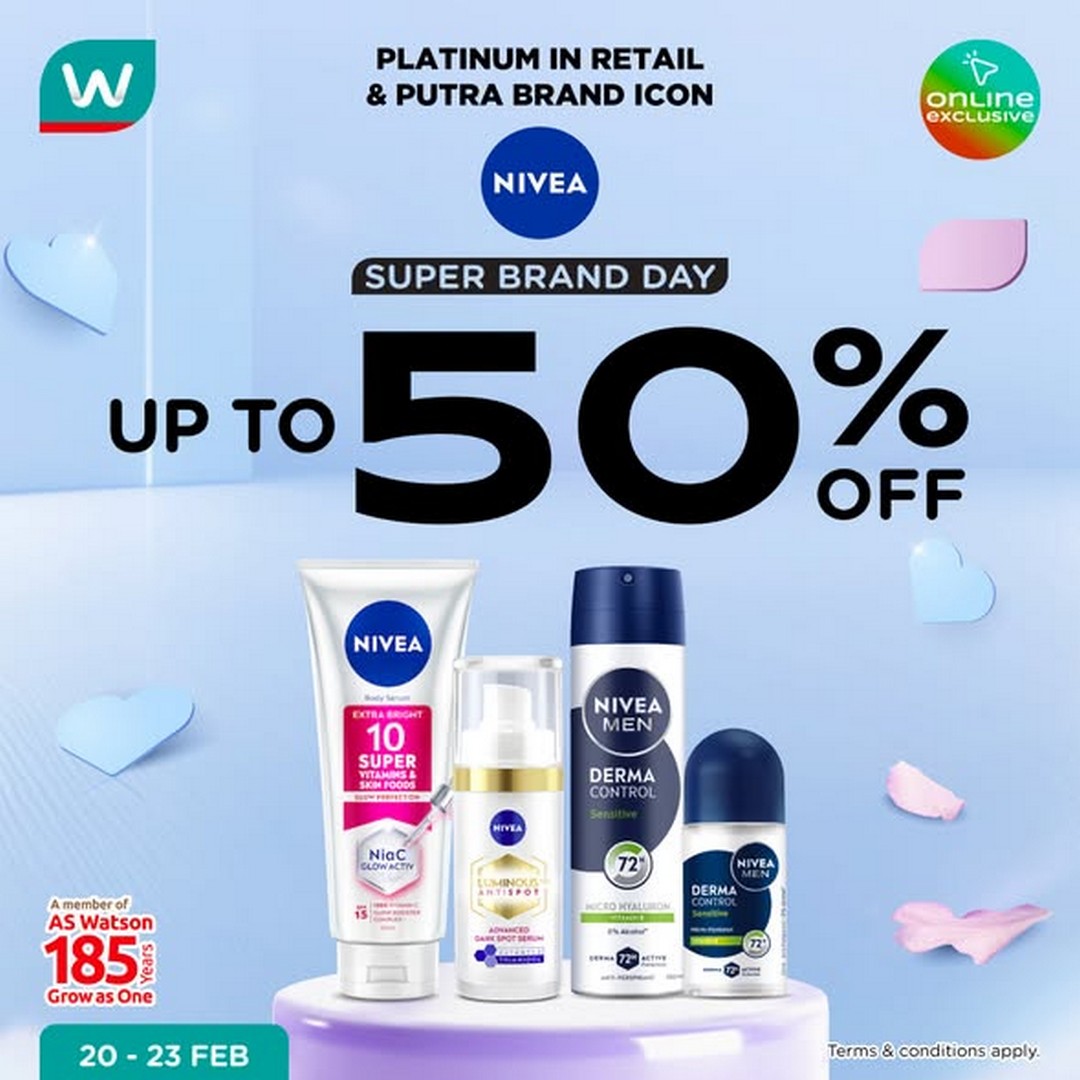 Watsons-Malaysia-NIVEA-Online-Exclusive-Promotion Now till 23 February 2026: Watsons Malaysia NIVEA Online Exclusive Promotion – Up to 50% Off Plus Voucher Codes and Free Gifts (Online & App Only)