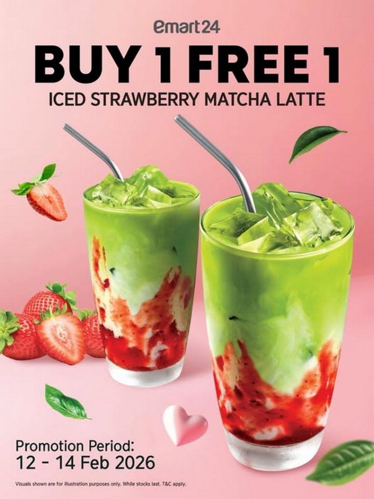 Matcha Promotion 12-14 February 2026: emart24: Buy 1 Free 1 Iced Strawberry Matcha Latte ...