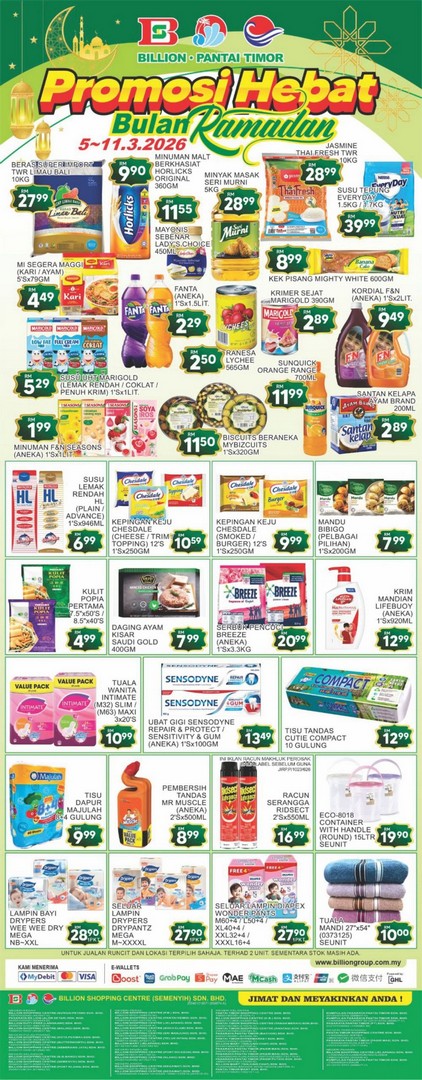 Billion-Pantai-Timor-Promosi-Hebat-Ramadan 5-11 March 2026: Billion & Pantai Timor: Promosi Hebat Ramadan – Incredible Discounts on Groceries, Beverages, and Household Essentials