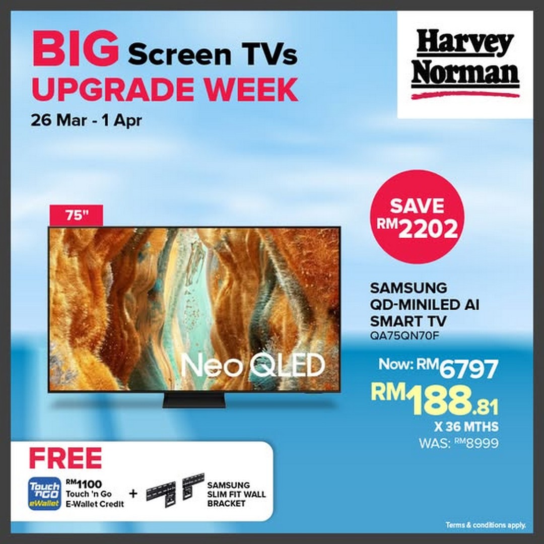 Harvey-Norman-Malaysia-Big-Screen-TVs-Upgrade-Week-Promotion-3 26 March – 1 April 2026: Harvey Norman Malaysia Big Screen TVs Upgrade Week Promotion – Free Gifts Worth Up to RM3000 with Every TV Upgrade, Nationwide In-Store & Online Deal