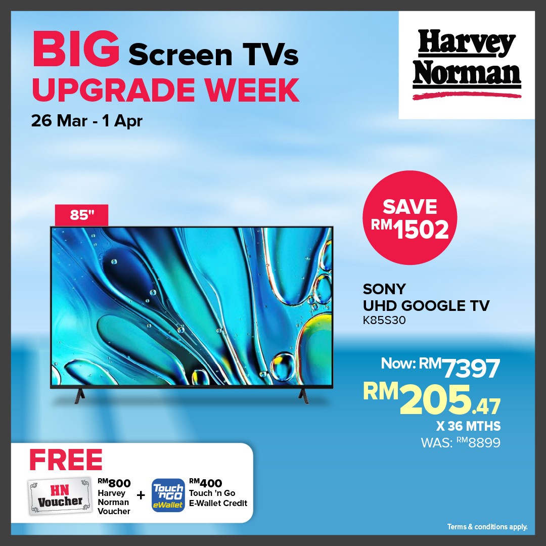 Harvey-Norman-Malaysia-Big-Screen-TVs-Upgrade-Week-Promotion-4 26 March – 1 April 2026: Harvey Norman Malaysia Big Screen TVs Upgrade Week Promotion – Free Gifts Worth Up to RM3000 with Every TV Upgrade, Nationwide In-Store & Online Deal
