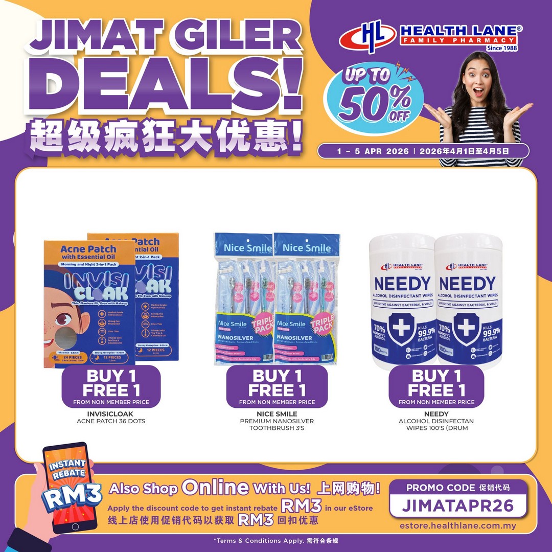 Health-Lane-Family-Pharmacy-Malaysia-Jimat-Giler-Deals-5 1-5 April 2026: Health Lane Family Pharmacy Malaysia: Jimat Giler Deals – Up to 50% OFF Health & Personal Care Promotion
