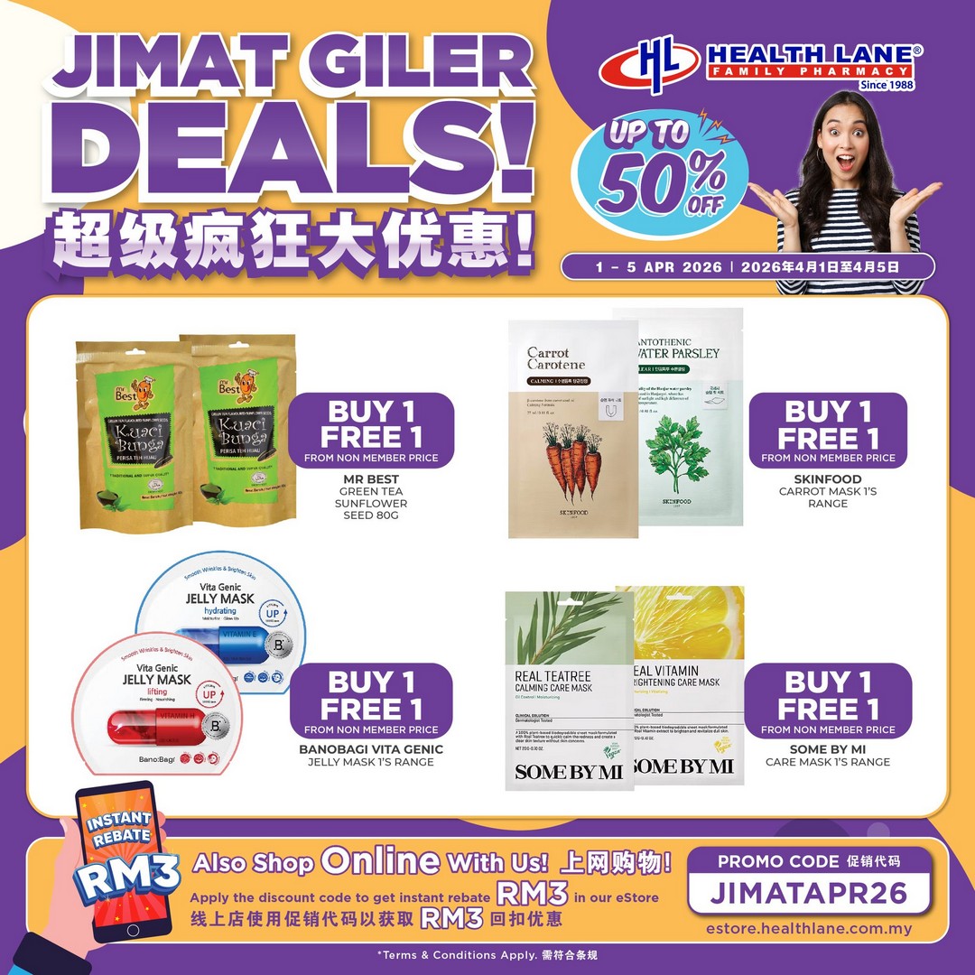 Health-Lane-Family-Pharmacy-Malaysia-Jimat-Giler-Deals-6 1-5 April 2026: Health Lane Family Pharmacy Malaysia: Jimat Giler Deals – Up to 50% OFF Health & Personal Care Promotion