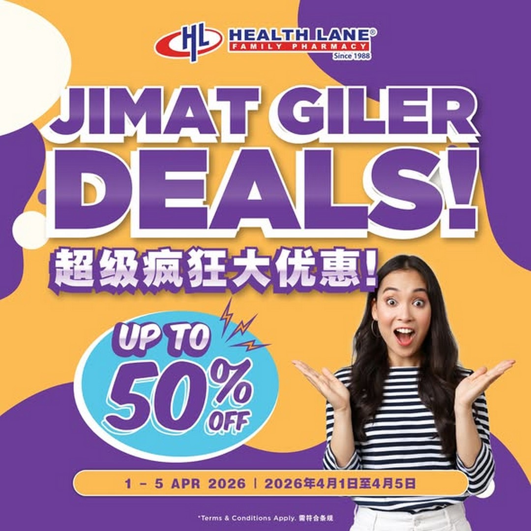 Health-Lane-Family-Pharmacy-Malaysia-Jimat-Giler-Deals 1-5 April 2026: Health Lane Family Pharmacy Malaysia: Jimat Giler Deals – Up to 50% OFF Health & Personal Care Promotion