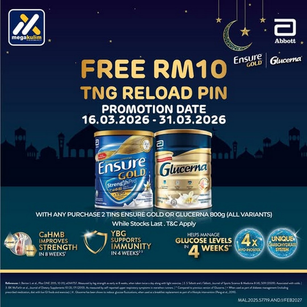 Mega-Kulim-Pharmacy-Buy-Ensure-Gold-or-Glucerna 16–31 March 2026: Mega Kulim Pharmacy: Buy Ensure Gold or Glucerna and Get Free RM10 Touch ‘n Go Reload PIN Promotion