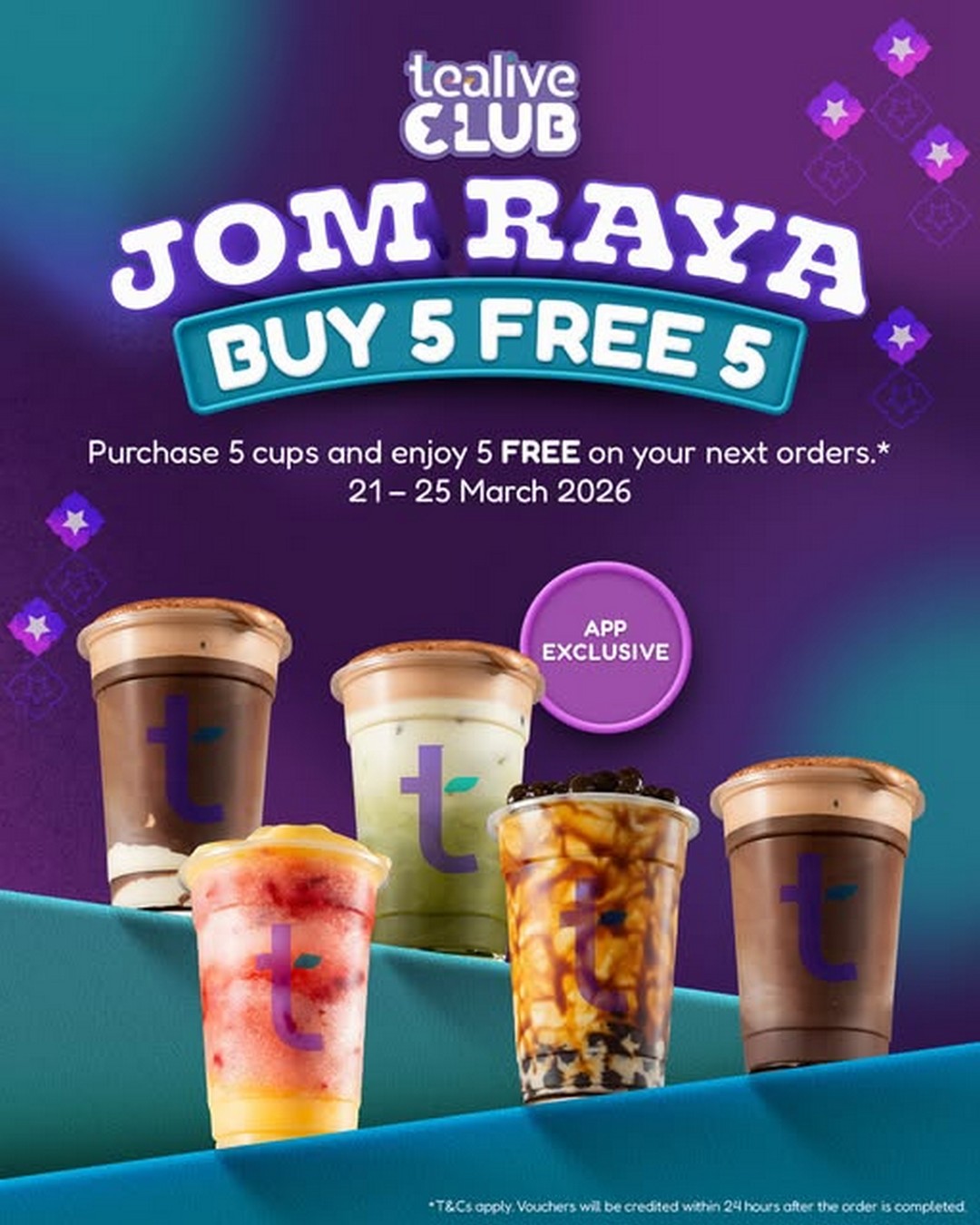 Tealive-Malaysia-Raya-Buy-5-Free-5-Drinks-Promotion 21–25 March 2026: Tealive Malaysia Raya Buy 5 Free 5 Drinks Promotion – App Exclusive Deal for Raya Gatherings with Time & Nationwide Outlet Availability