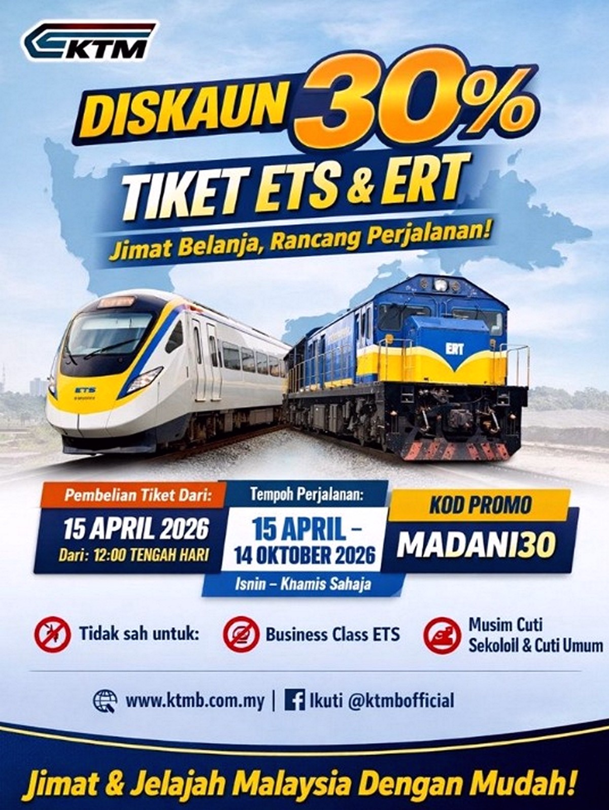 Ets Code 15 April–14 October 2026: Keretapi Tanah Melayu (KTMB) 30% Ticket ...