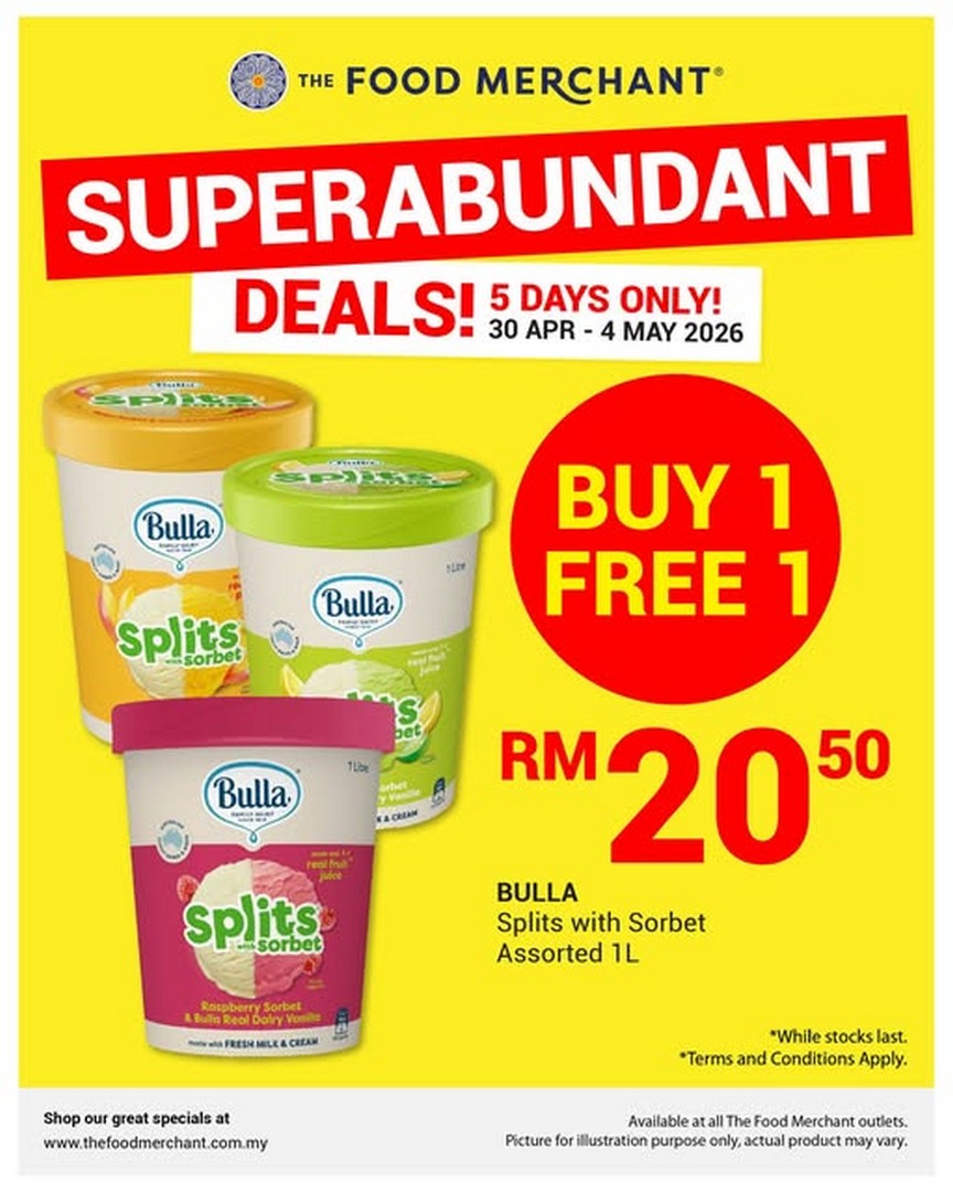 The-Food-Merchant-Buy-1-Free-1-Bulla-Splits-with-Sorbet-Promotion 30 April–4 May 2026: The Food Merchant, Buy 1 Free 1 Bulla Splits with Sorbet Promotion – Limited Time Dessert Deal Across Malaysia