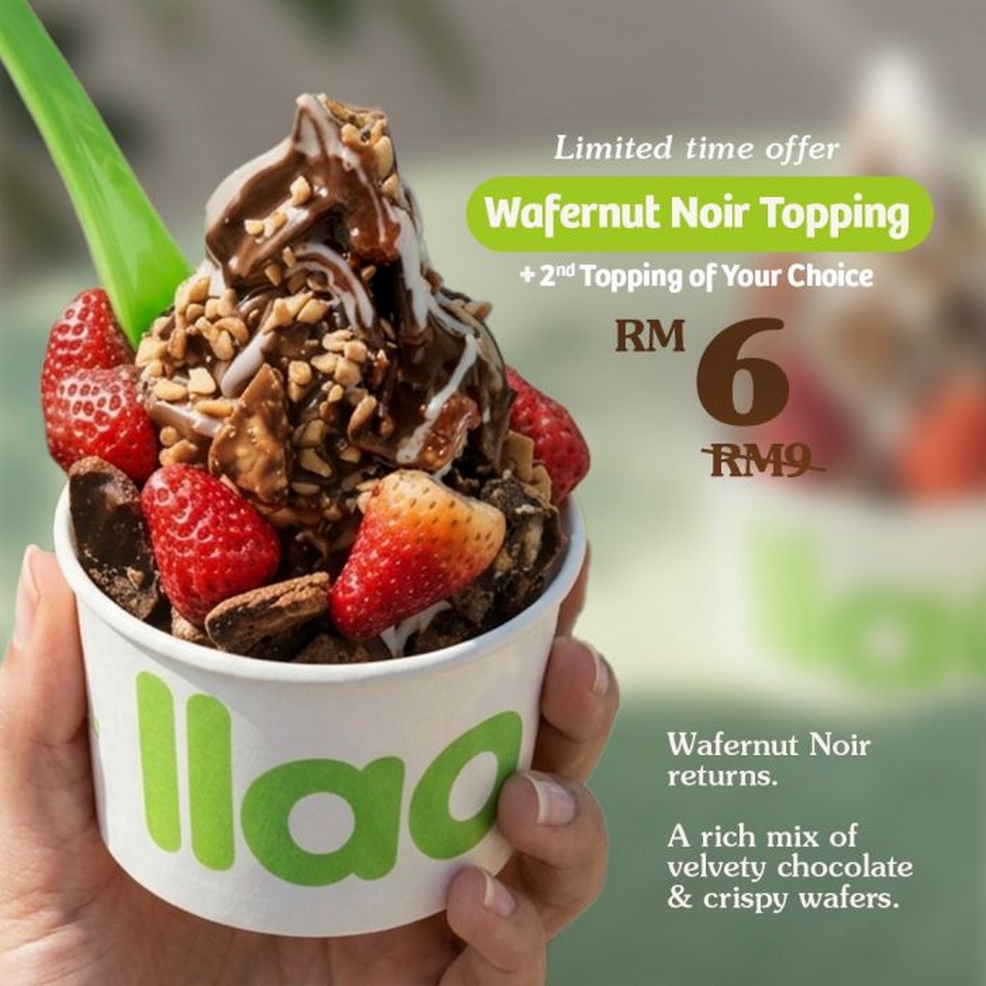 llaollao-Wafernut-Noir-Returns-with-RM6-for-2-Toppings-Promotion 1 April 2026 onwards: llaollao: Wafernut Noir Returns with RM6 for 2 Toppings Promotion