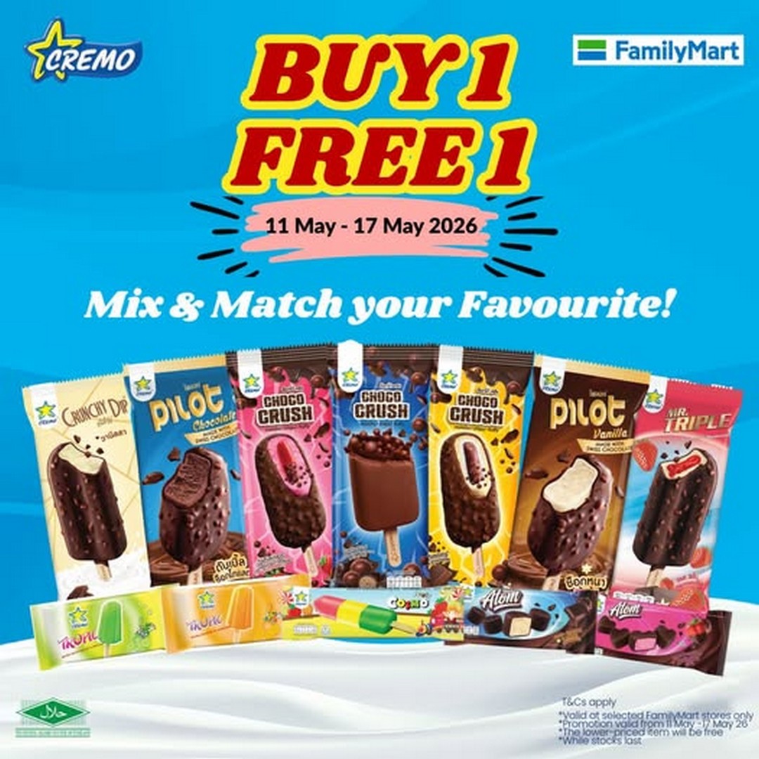 FamilyMart-Malaysia-Cremo-Ice-Cream-Buy-1-Free-1-Promotion 11-17 May 2026: FamilyMart Malaysia Cremo Ice Cream Buy 1 Free 1 Promotion at Selected Stores Nationwide