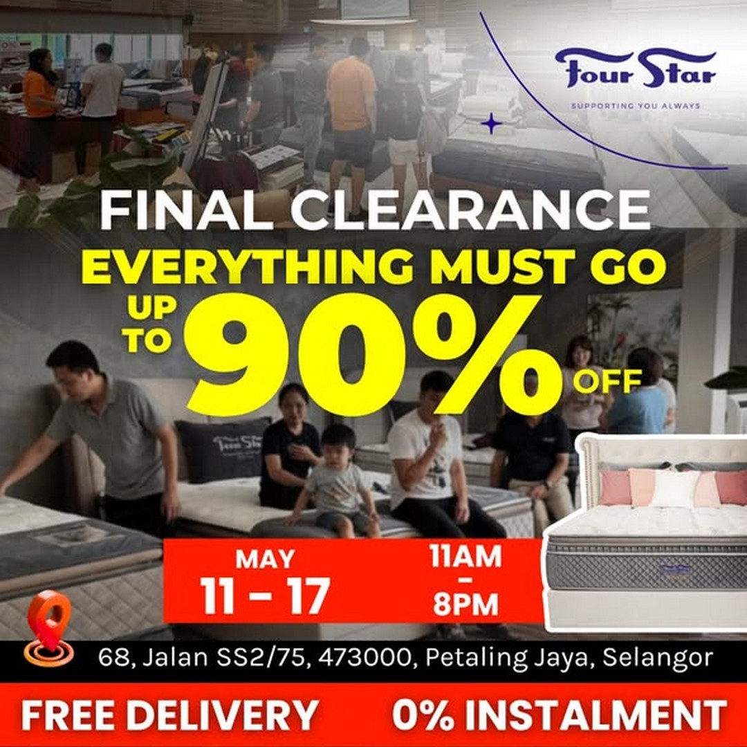 Four-Star-Malaysia-SS2-Clearance-Sale-with-Up-to-90-OFF 11-17 May 2026: Four Star Malaysia SS2 Clearance Sale with Up to 90% OFF Premium Mattresses, Extra 20% Discount on Display Sets and Free Delivery in Petaling Jaya