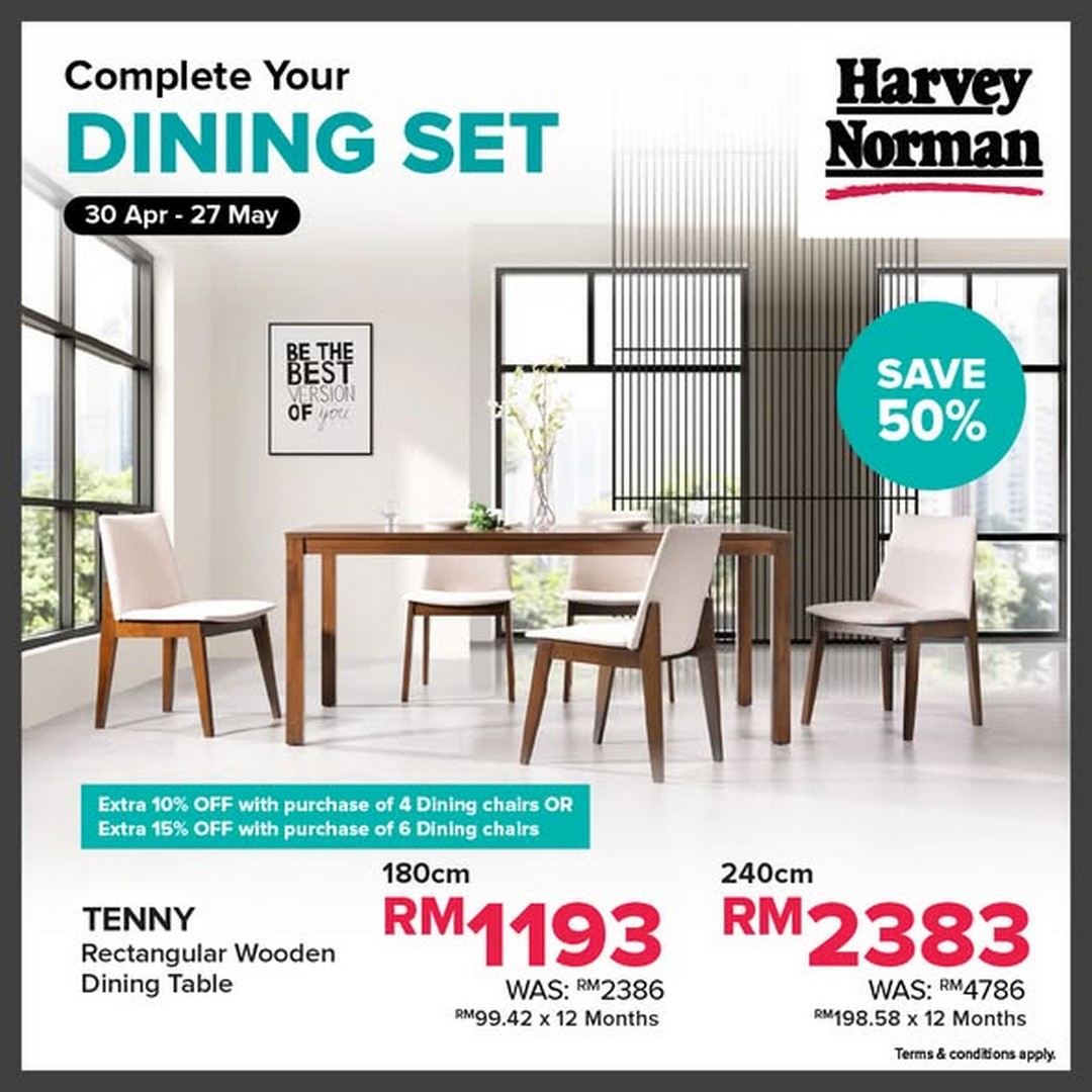 Harvey-Norman-Malaysia-1-2-Price-Dining-Table-Sale-1 30 April–27 May 2026: Harvey Norman Malaysia 1/2 Price Dining Table Sale with Extra 15% Off Dining Chair Sets Promotion