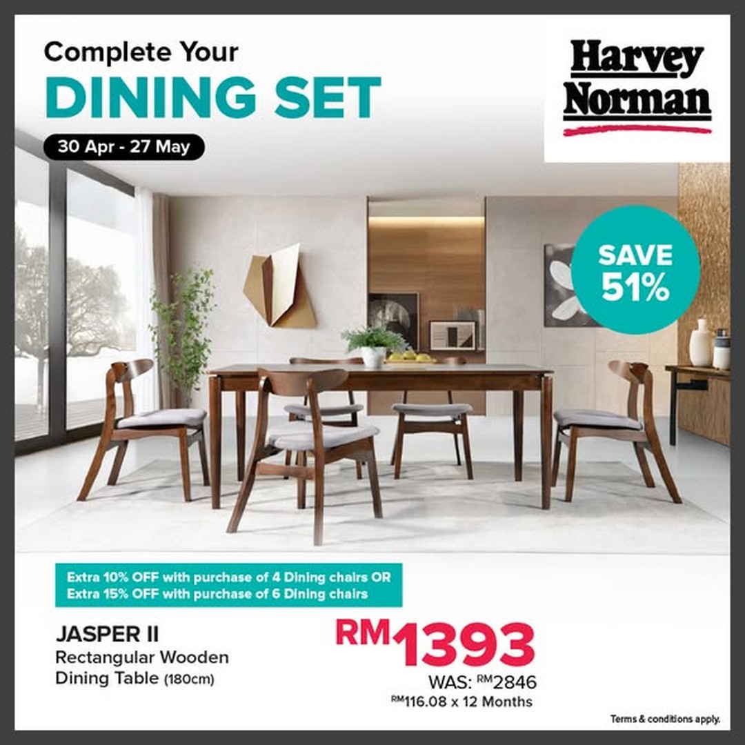 Harvey-Norman-Malaysia-1-2-Price-Dining-Table-Sale-2 30 April–27 May 2026: Harvey Norman Malaysia 1/2 Price Dining Table Sale with Extra 15% Off Dining Chair Sets Promotion