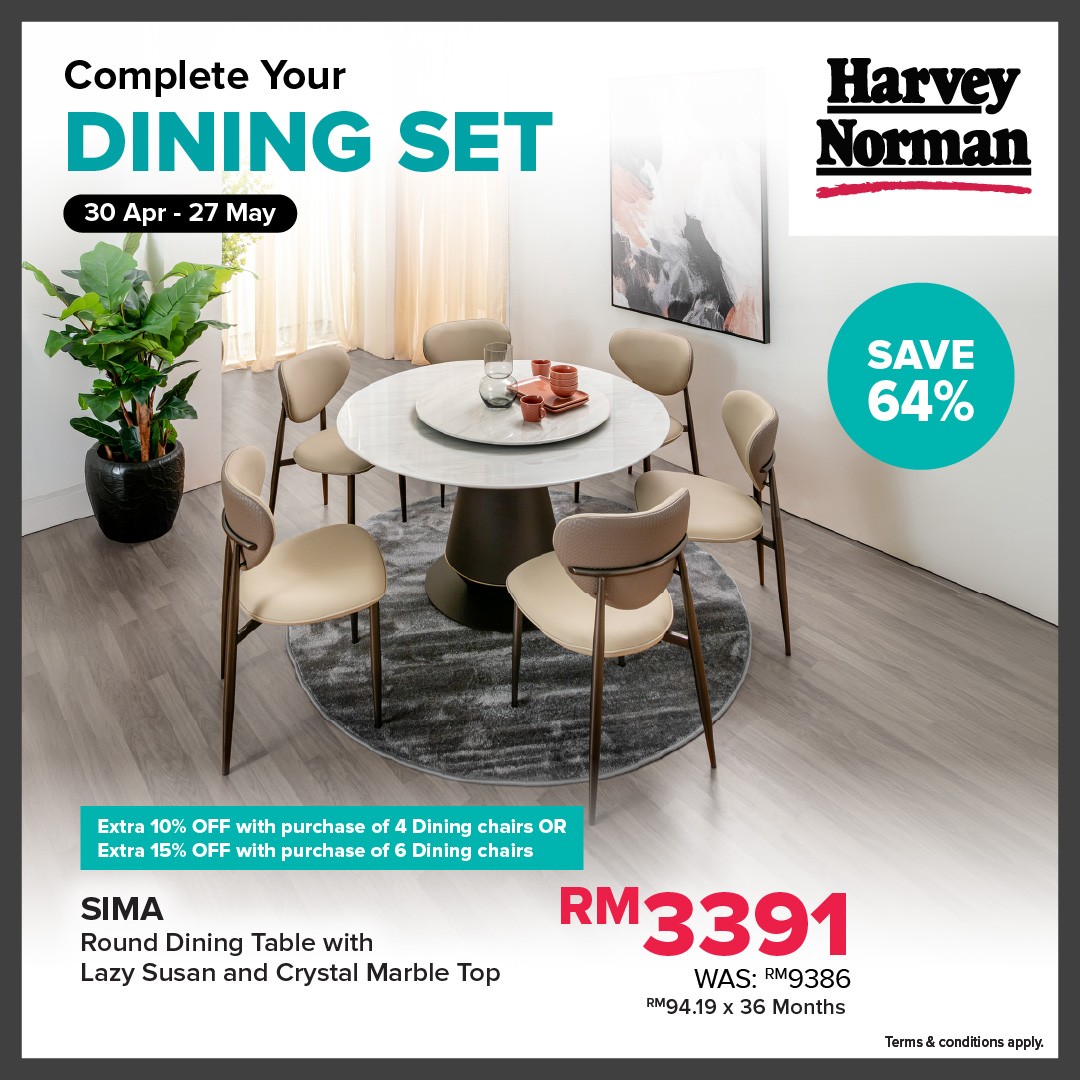 Harvey-Norman-Malaysia-1-2-Price-Dining-Table-Sale-5 30 April–27 May 2026: Harvey Norman Malaysia 1/2 Price Dining Table Sale with Extra 15% Off Dining Chair Sets Promotion