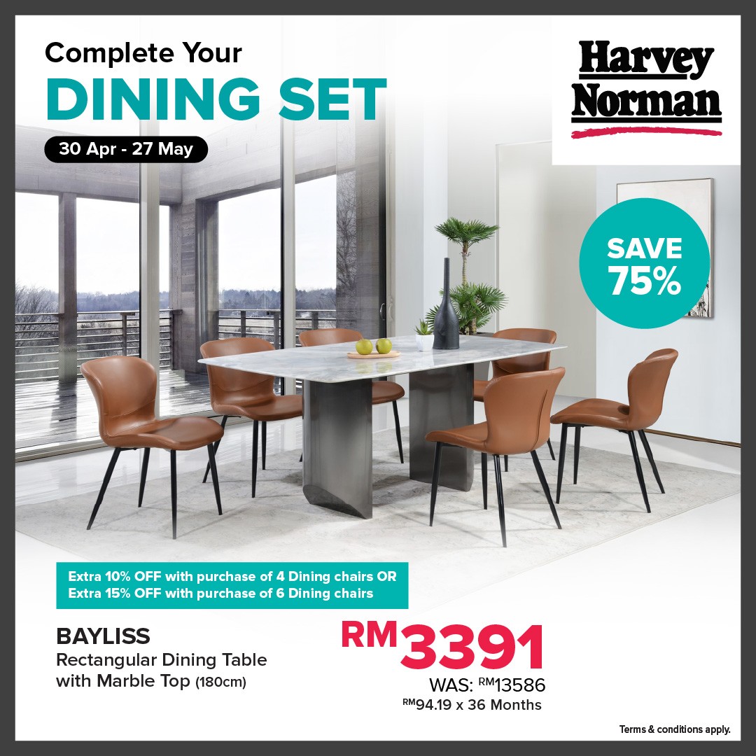 Harvey-Norman-Malaysia-1-2-Price-Dining-Table-Sale-7 30 April–27 May 2026: Harvey Norman Malaysia 1/2 Price Dining Table Sale with Extra 15% Off Dining Chair Sets Promotion