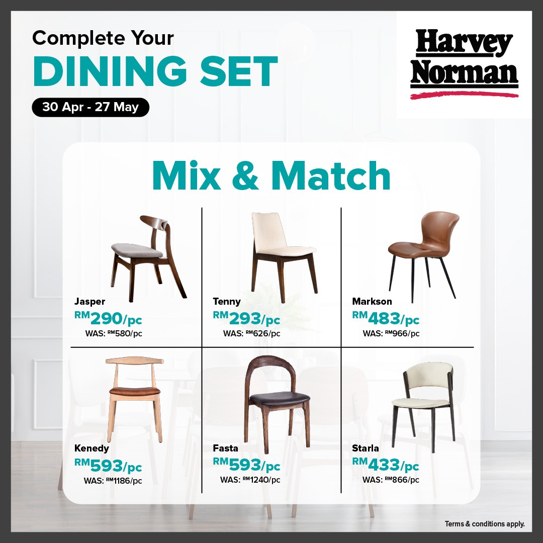 Harvey-Norman-Malaysia-1-2-Price-Dining-Table-Sale-8 30 April–27 May 2026: Harvey Norman Malaysia 1/2 Price Dining Table Sale with Extra 15% Off Dining Chair Sets Promotion