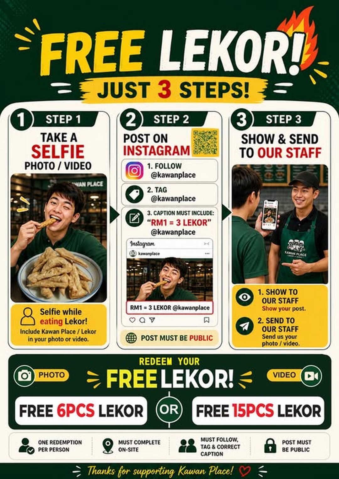 Kawan-Place-FREE-Lekor-Promotion 8 May 2026 onwards: Kawan Place FREE Lekor Promotion – Redeem Free Lekor by Posting on Instagram at Kawan Place Malaysia