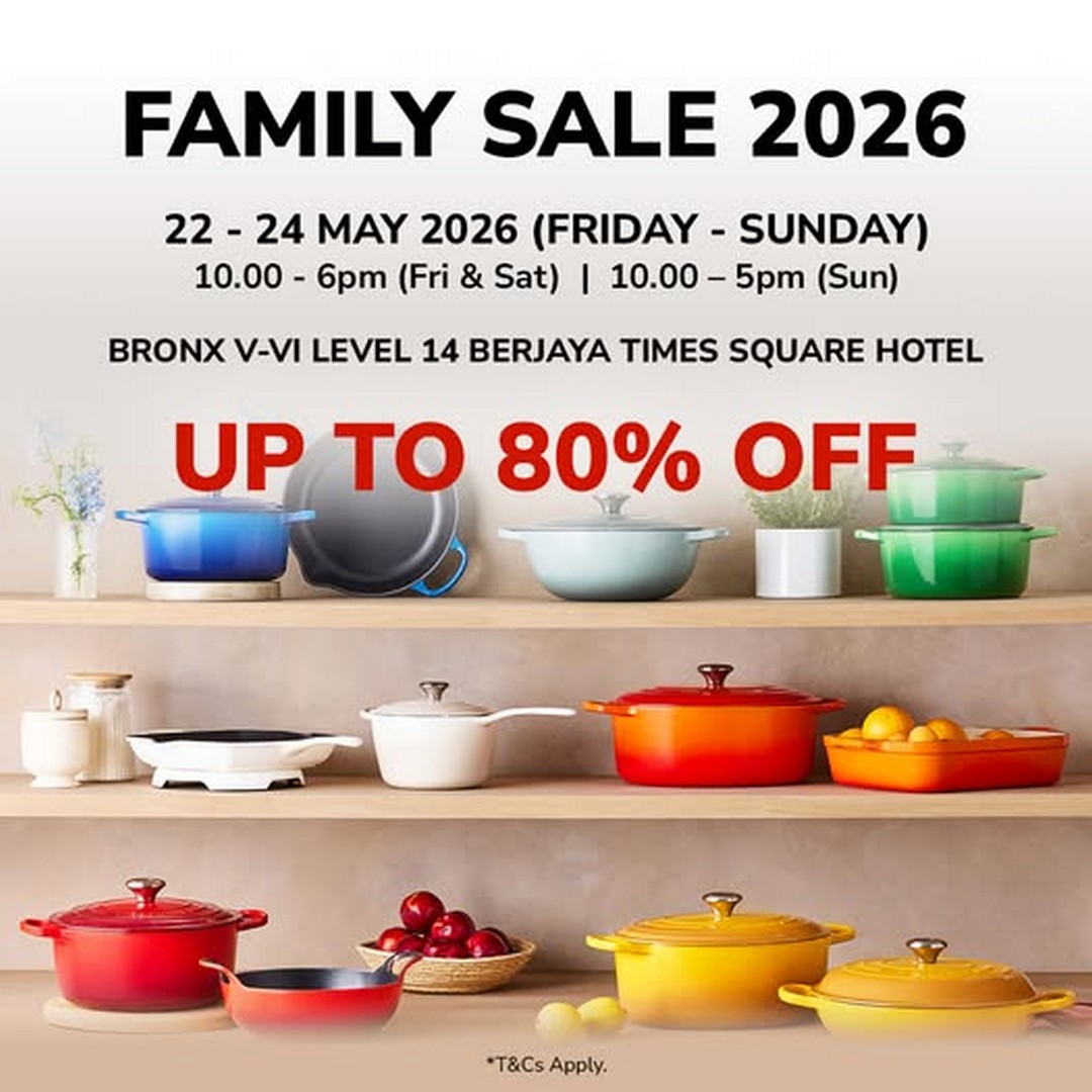 Le-Creuset-Malaysia-Family-Sale-with-Up-to-80-OFF 22-24 May 2026: Le Creuset Malaysia Family Sale with Up to 80% OFF Kitchenware Promotion at Berjaya Times Square Hotel Kuala Lumpur