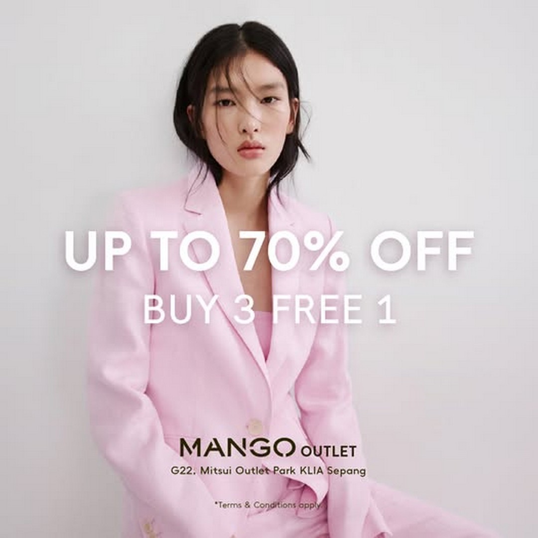 MANGO-Outlet-Mitsui-KLIA-Sepang-Labour-Day-Special-Promotion 1 May 2026 onwards: MANGO Outlet Mitsui KLIA Sepang Labour Day Special Promotion, Up to 70% Off & Buy 3 Free 1 Fashion Clearance Sale Malaysia