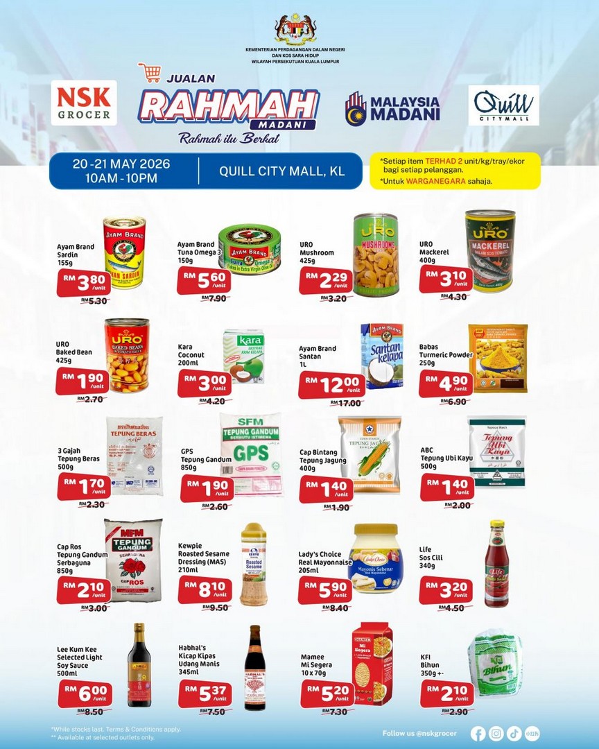 NSK-Grocer-Jualan-Rahmah-Sale-at-Quill-City-Mall-1 20–21 May 2026: NSK Grocer Jualan Rahmah Sale at Quill City Mall, Kuala Lumpur – Massive Household Essentials Promotion