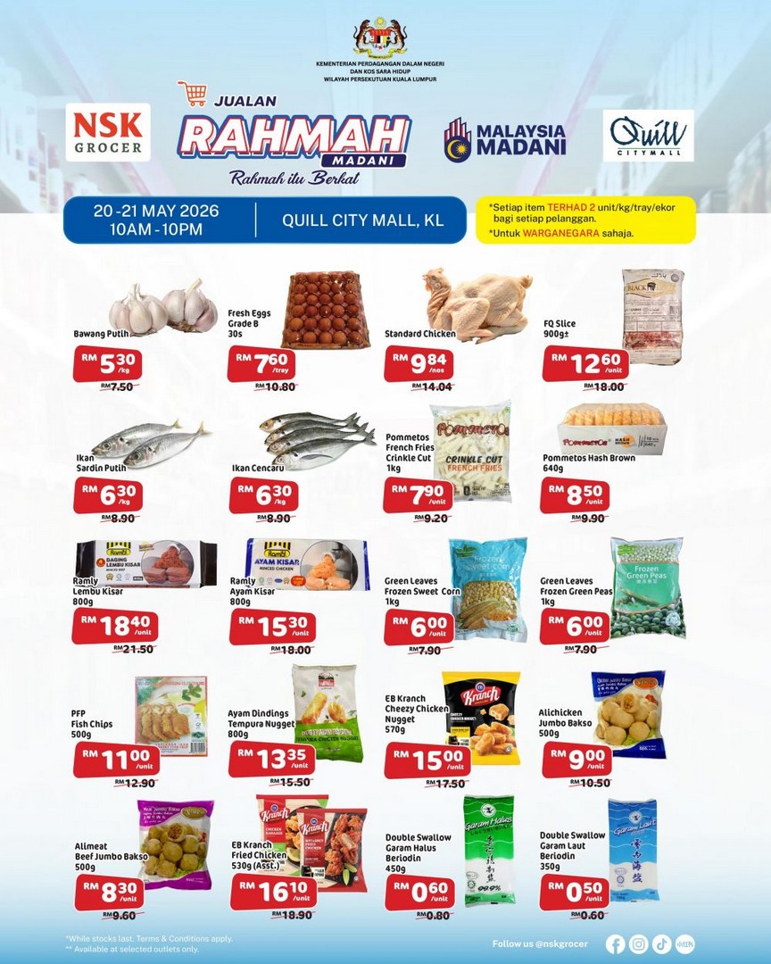 NSK-Grocer-Jualan-Rahmah-Sale-at-Quill-City-Mall 20–21 May 2026: NSK Grocer Jualan Rahmah Sale at Quill City Mall, Kuala Lumpur – Massive Household Essentials Promotion