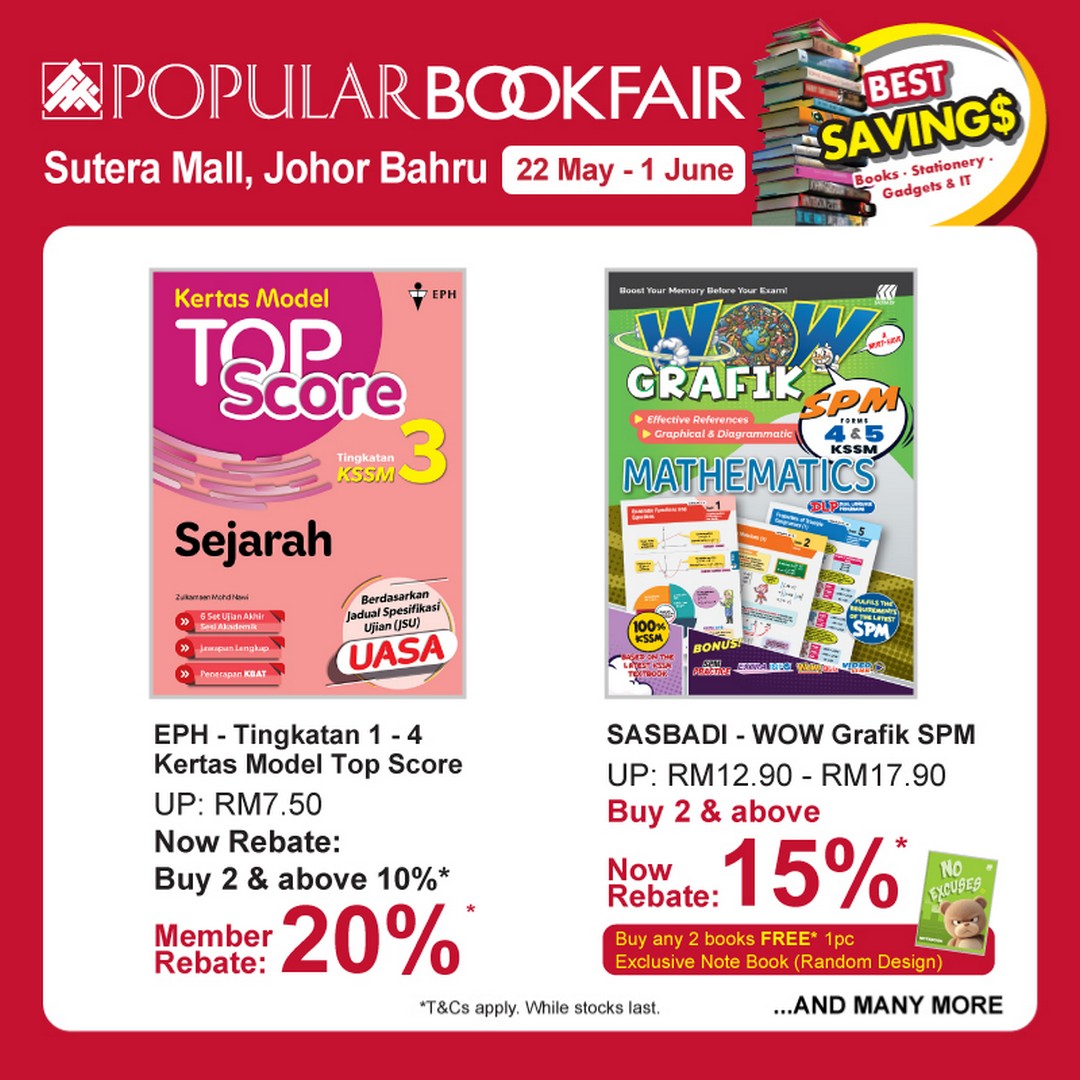 Popular-Bookfair-@-Sutera-Mall-Johor-Bahru-9 22 May–1 June 2026: Popular Bookfair @ Sutera Mall, Johor Bahru: Massive Book Sale Promotion with Discounts and Rebates Up to 66%