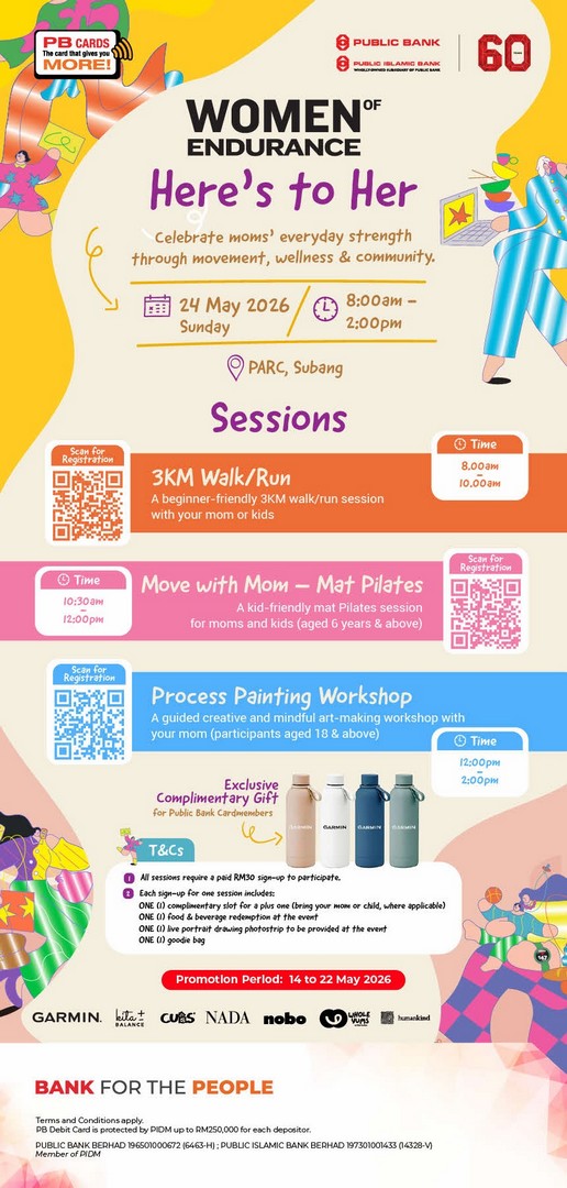 Public-Bank-PB-Privileges-x-Garmin-Malaysia-Women-of-Endurance-Promotion 14–22 May 2026: Public Bank PB Privileges x Garmin Malaysia Women of Endurance Promotion at PARC Subang with 3KM Run, Pilates Session and Creative Workshop for Families