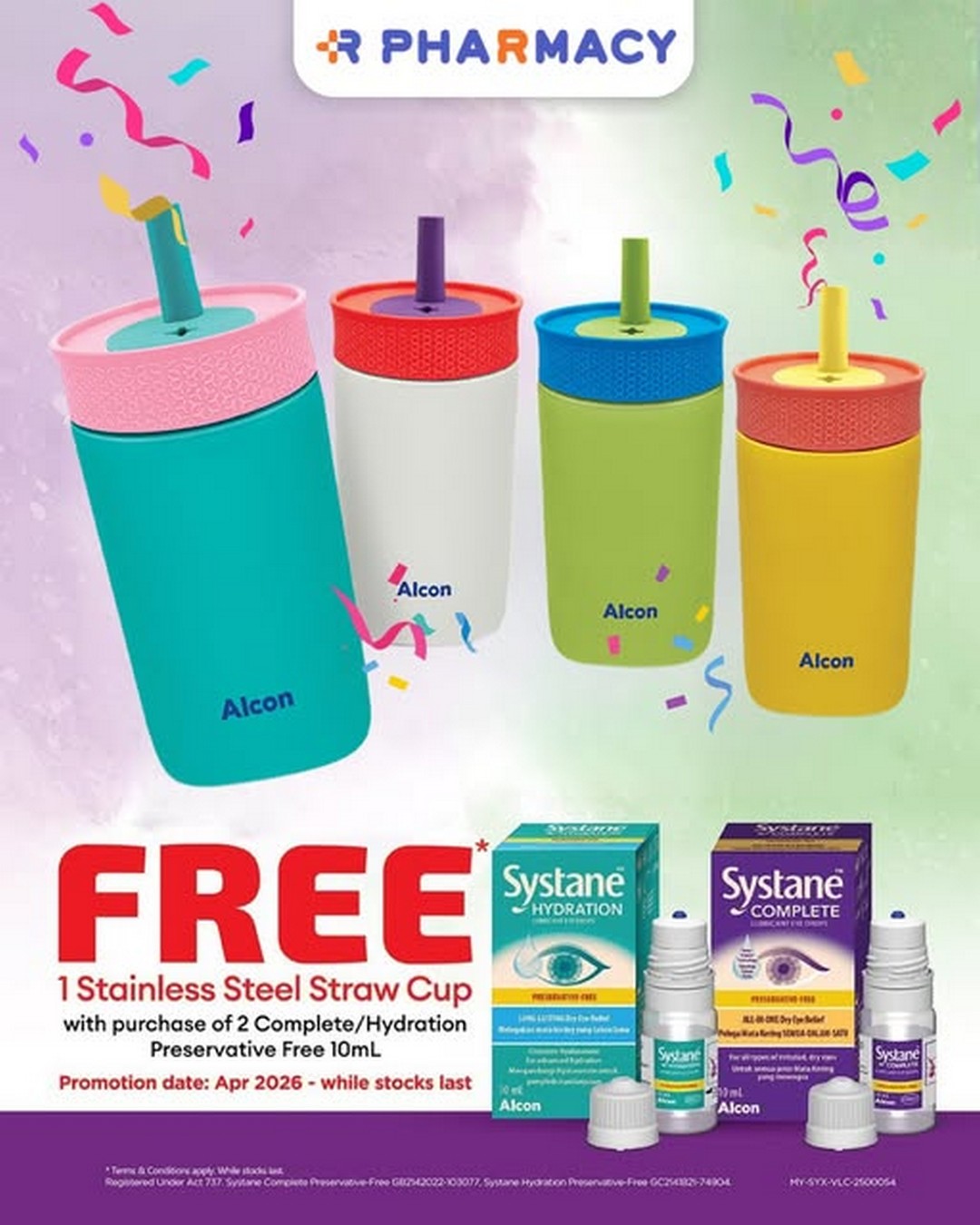 R-Pharmacy-Systane-Eye-Care-Promotion 1 April 2026 Onwards: R Pharmacy Systane Eye Care Promotion – Buy 2 Get Free Stainless Steel Straw Cup Limited Time Dry Eye Relief Deal in Malaysia