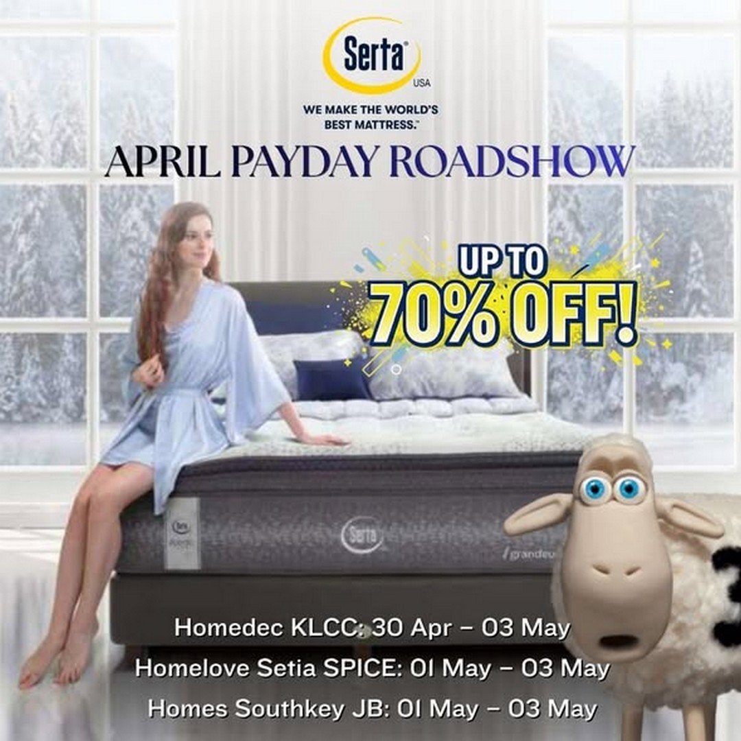 Serta-Malaysia-April-Payday-Roadshow-Mattress-Promotion 30 April–3 May 2026: Serta Malaysia April Payday Roadshow Mattress Promotion with Free Pillow Giveaway at KL, Penang & JB Venues