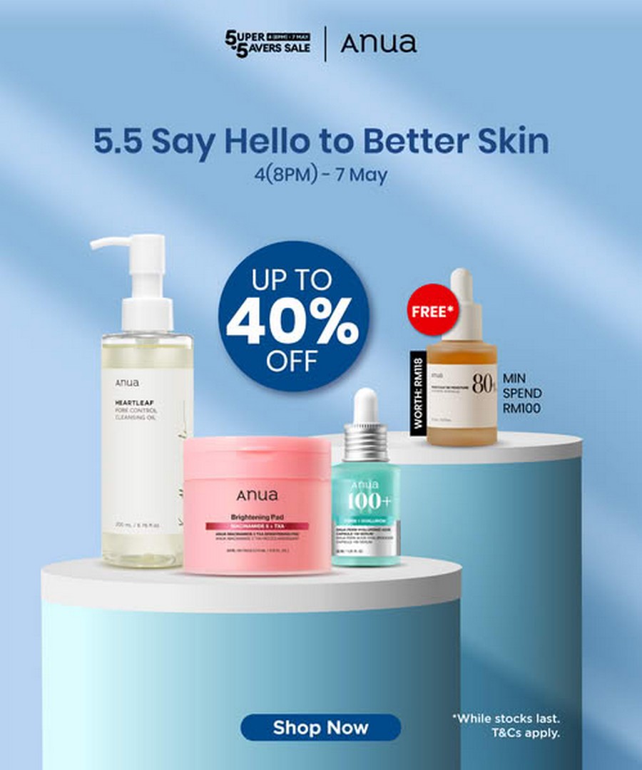 StyleKorean-Malaysia-Online-Beauty-Promotion 4–7 May 2026: StyleKorean Malaysia, Online Beauty Promotion, Glow Up With Anua 5.5 Sale Up To 40% OFF + Free Heartleaf Ampoule Worth RM118