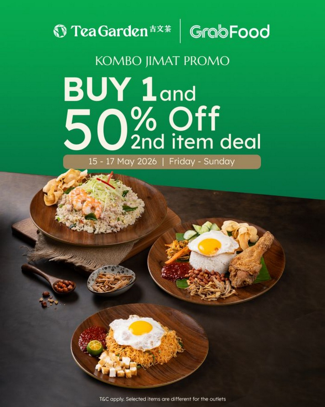 Tea-Garden-Malaysia-Kombo-Jimat-Promotion 15-17 May 2026: Tea Garden Malaysia Kombo Jimat Promotion on GrabFood with 50% OFF Second Item for Favourite Malaysian Meals
