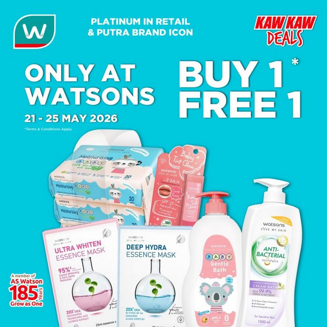 Watsons-Malaysia-Buy-1-Free-1-Kaw-Kaw-Deals-Promotion 21-25 May 2026: Watsons Malaysia Buy 1 Free 1 Kaw Kaw Deals Promotion Sale, Massive Personal Care Savings Across Nationwide Stores and Online Platforms