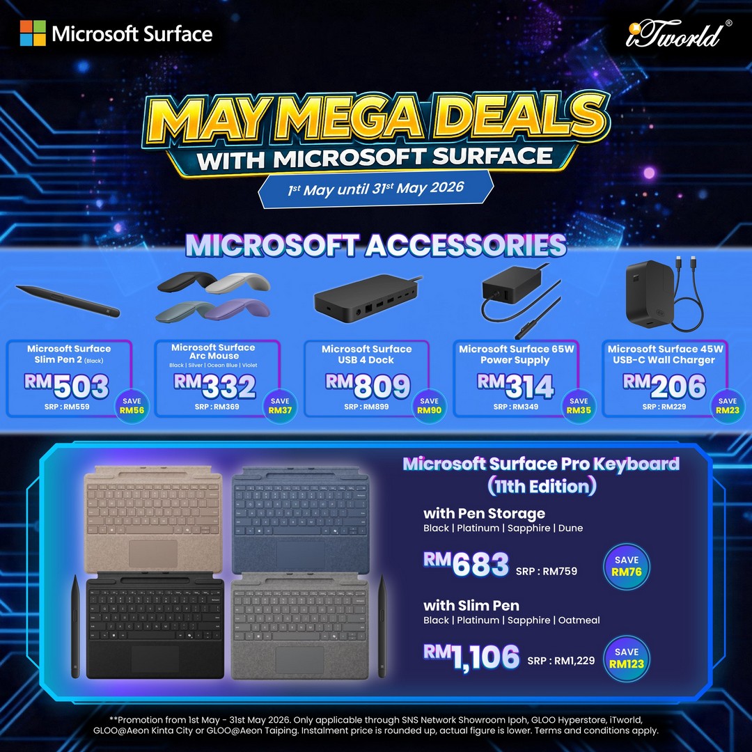 iTworld-Malaysia-Microsoft-Surface-Copilot-PC-Promotion-4 1-31 May 2026: iTworld Malaysia Microsoft Surface Copilot+ PC Promotion with Free Gifts Worth Up to RM1,308, RM50 GrabFood Voucher and 50% OFF Microsoft 365 Family Sale